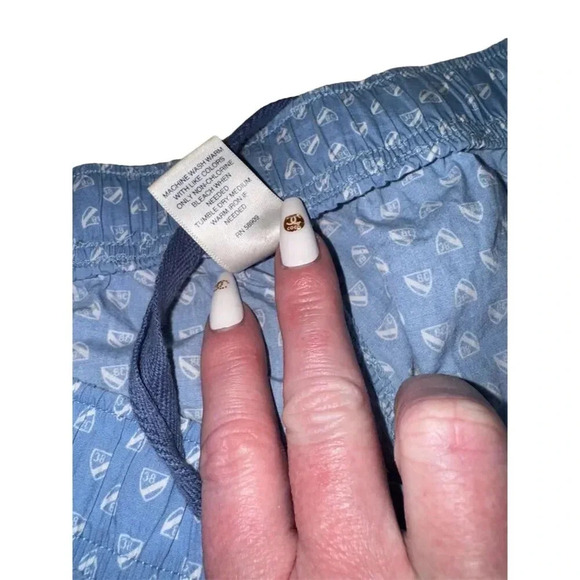 Cremieux Men's Sleep Shorts L Blue Sailboat Print Adjustable Drawstring - Picture 5 of 14